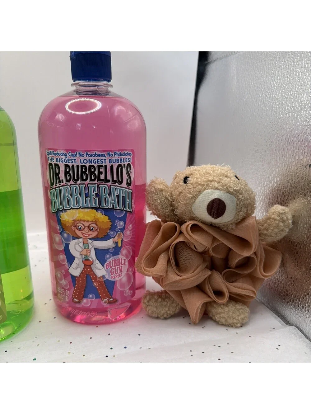 Dr Bubbello’s Bubble Bath 3 Pack 33.8oz Blue Raspberry Gum Apple + Spa Puffs